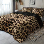 Ensemble complet housse de couette et taies d'oreiller leopard dans une chambre élégante