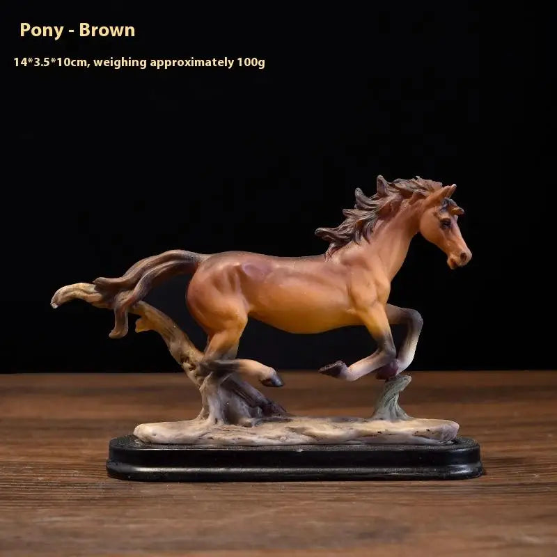 statuette cheval doré résine moderne élégante décoration salon brillante opaque base plate
