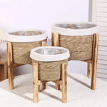 pots plante naturel blanc corde tressée bois rustique boho chic plastique transparentintérieurextérieurbalcon