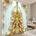 rideaux blanc doré plumes paon strass élégants chambre salon 100 polyester classique