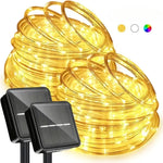 guirlande lumineuse solaire led blanc chaud moderne extérieur patio jardin fixée piquet modes automatiques