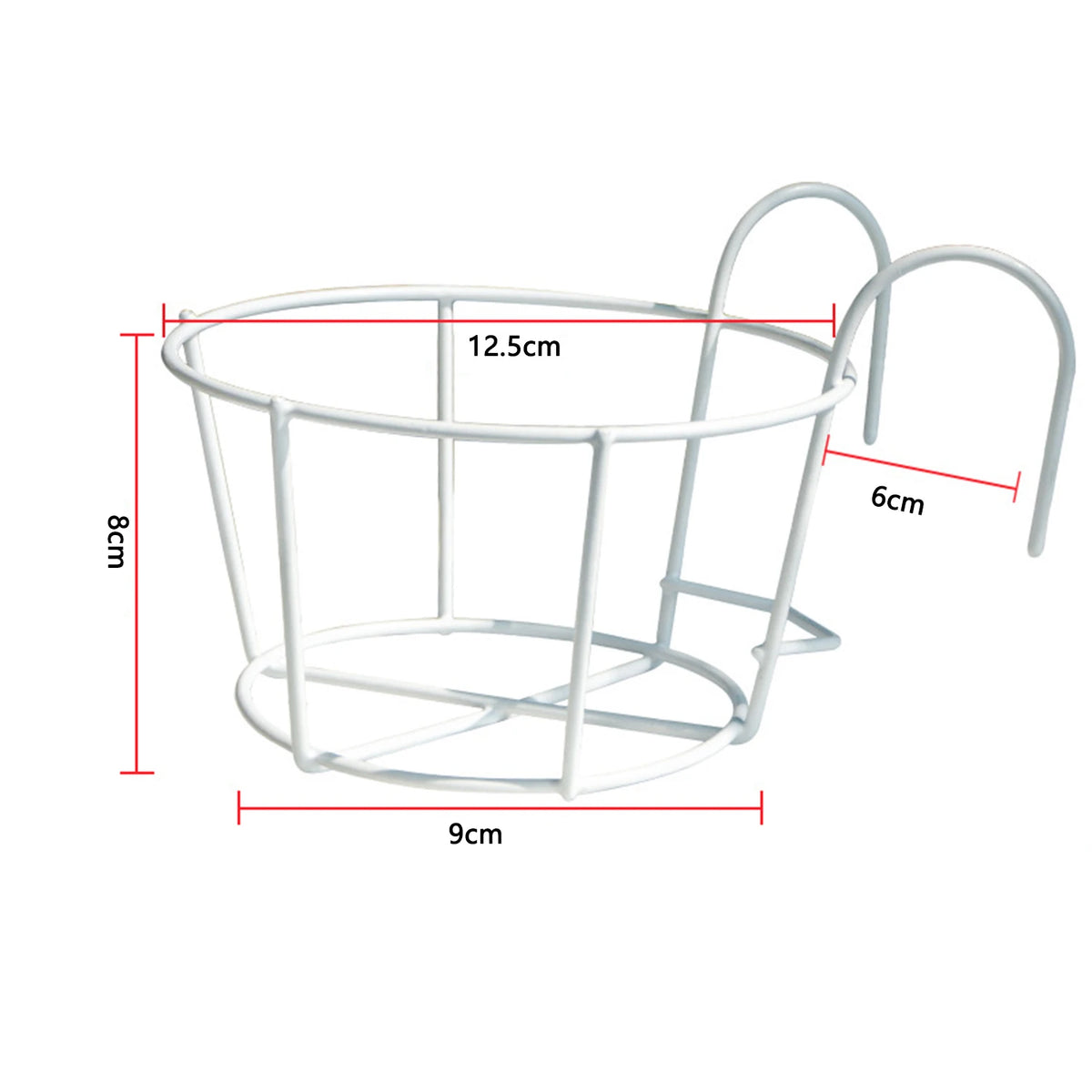 support pot fleurs rond fer noir blanc moderne clips balcon jardinage