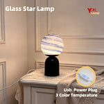 lampe table moderne noir bleu striees led usb rechargeable vitrail opaque chambre