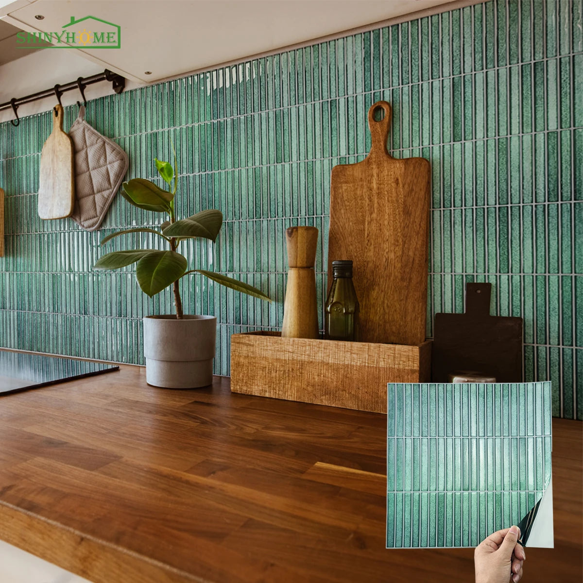 carreaux mur autocollants vert clair moderne rayures verticales 30x30cm pack unique