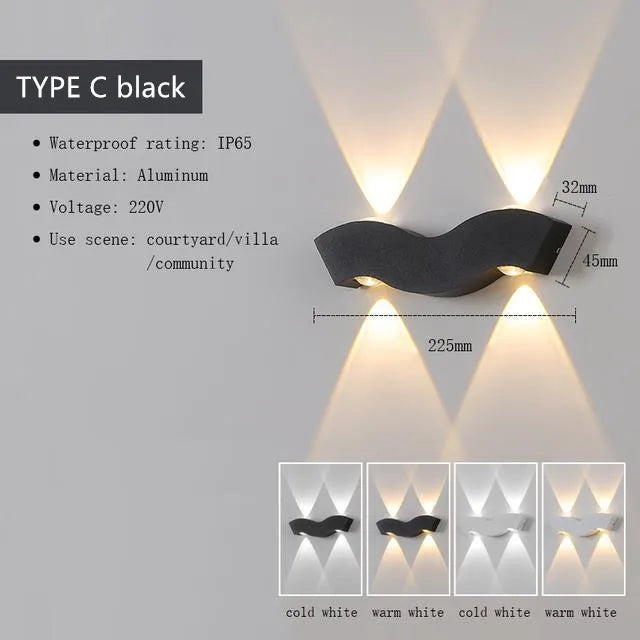 applique murale led noir contemporaine 4w 6w 7w interrupteur bouton geometrique simple