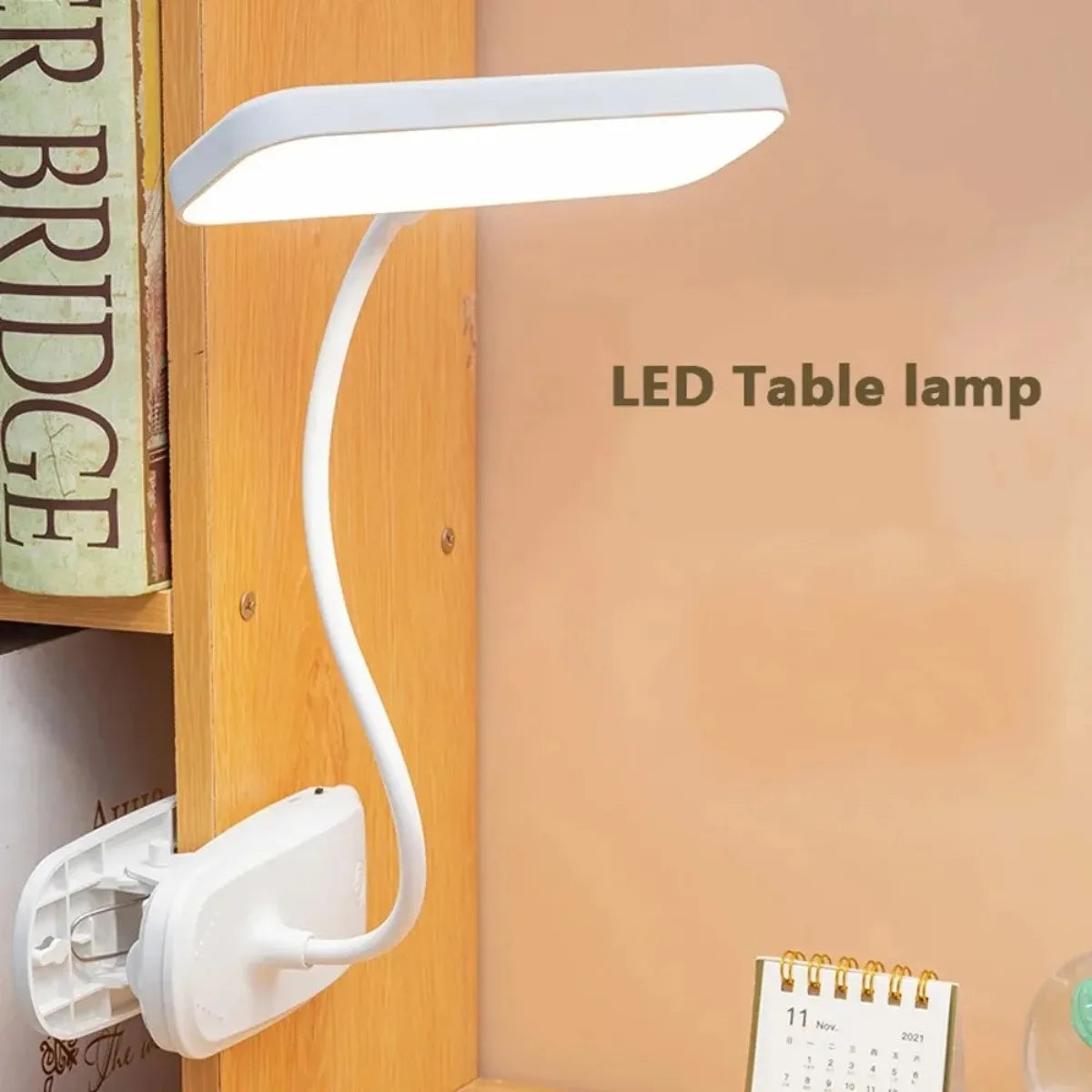 lampe table led clip usb rechargeable moderne blanc flux lumineux variable nocturne étude