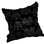 housse coussin halloween fantômes plush noir motif blanc texture veloutée respectueux environnement taie d'oreiller