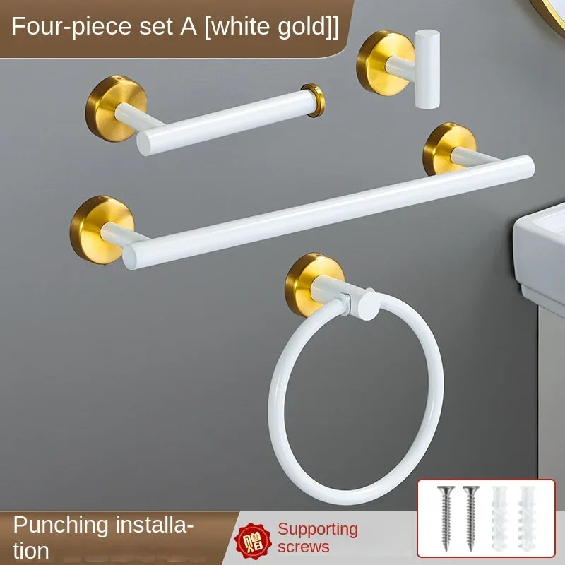 accessoires salle bain blanc moderne adhésif serviette papier toilette gant toilette inoxydable brossé