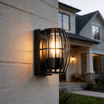 lampe murale moderne noire ip65 éclairage extérieur grille métallique fixations autonomes jardin balcon