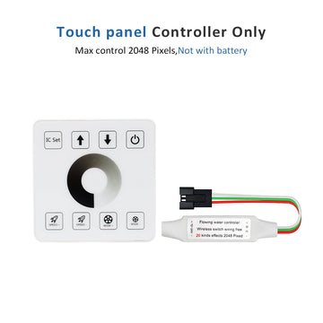 ruban led cob 24v blanc chaud effet eau courante contrôleur tactile rf