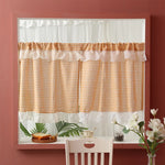 rideau orange classique carreaux polyester cuisine décoration intérieure blanc