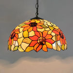 Lampe suspendue Tiffany mosaïque fleurs multicolore opacité chaîne salon chambre