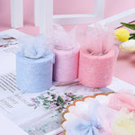 ruban tulle pailleté rose violet élégant semi transparent 6cm large 25mètres