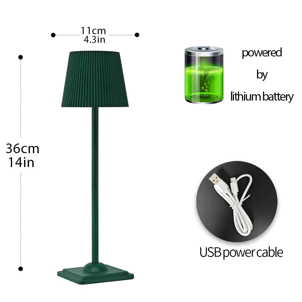 lampe table vert foncé plissée moderne rechargeable led 5v batterie lithium cem rohs