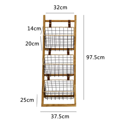 étagère moderne paniers métalliques grillagés bois naturel clips cuir rangement rustique multifonctions respectueux environnement