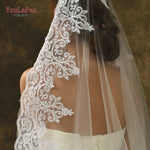 voile mariée blanc dentelle bordure unique classique femme mariage élégant monocouche dài luxueux fixe
