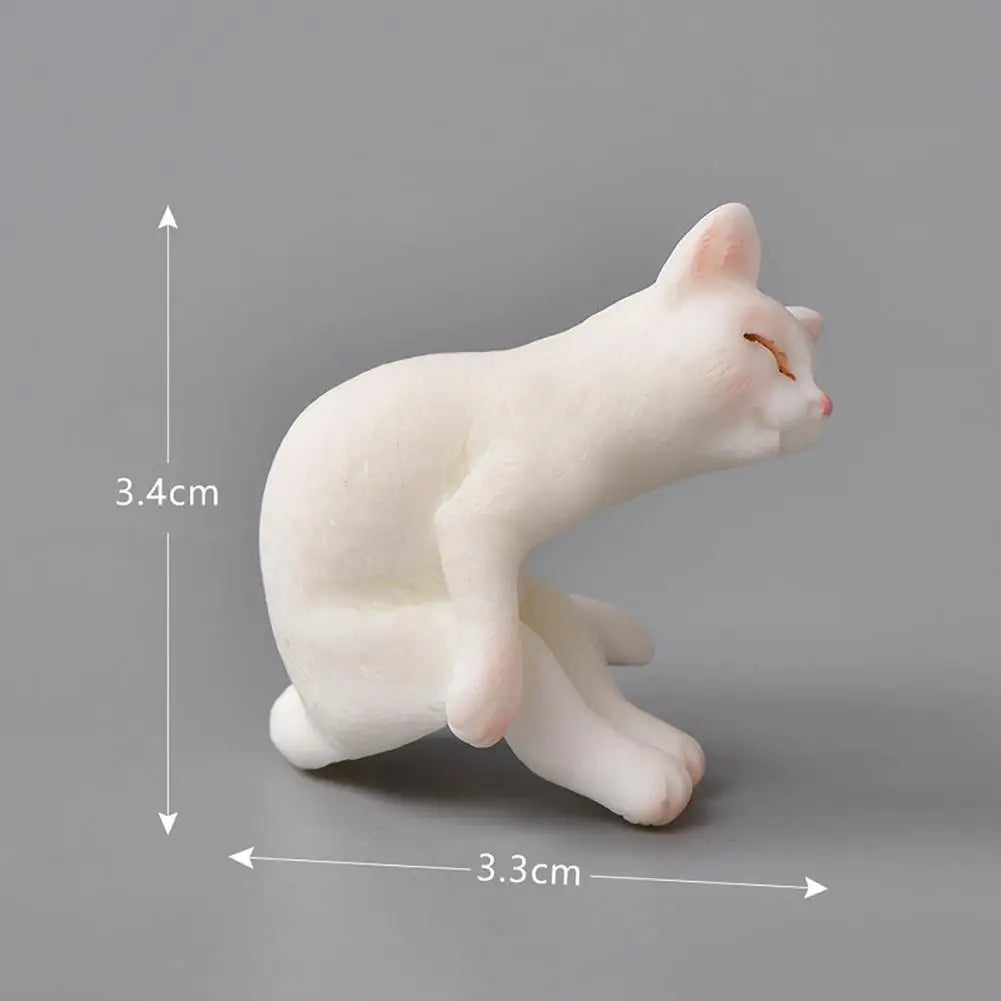 statuettes chats résine animaux compagnie réaliste détaillées blanc gris noir orange bleu yeux colorés