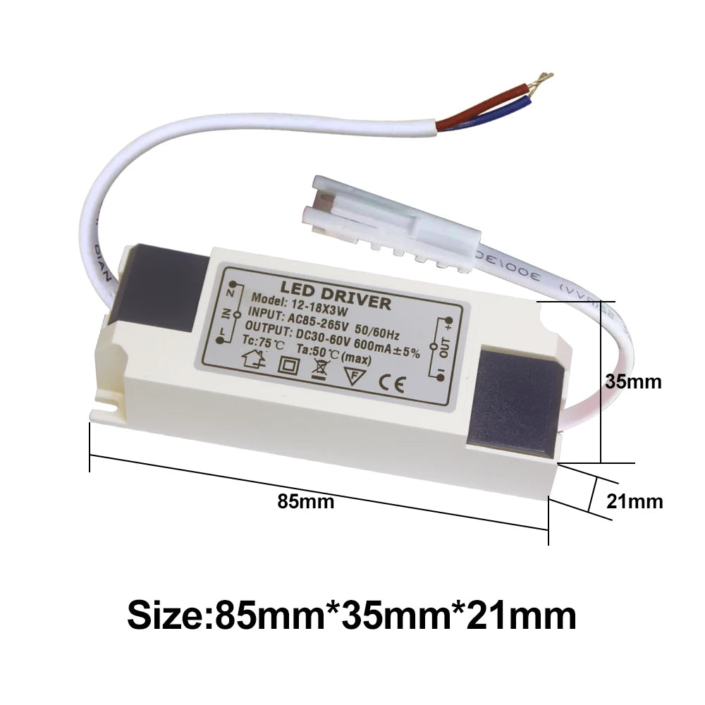 pilote led 600ma 3w 20w blanc moderne adhésif câbles certification rohs symboles sécurité