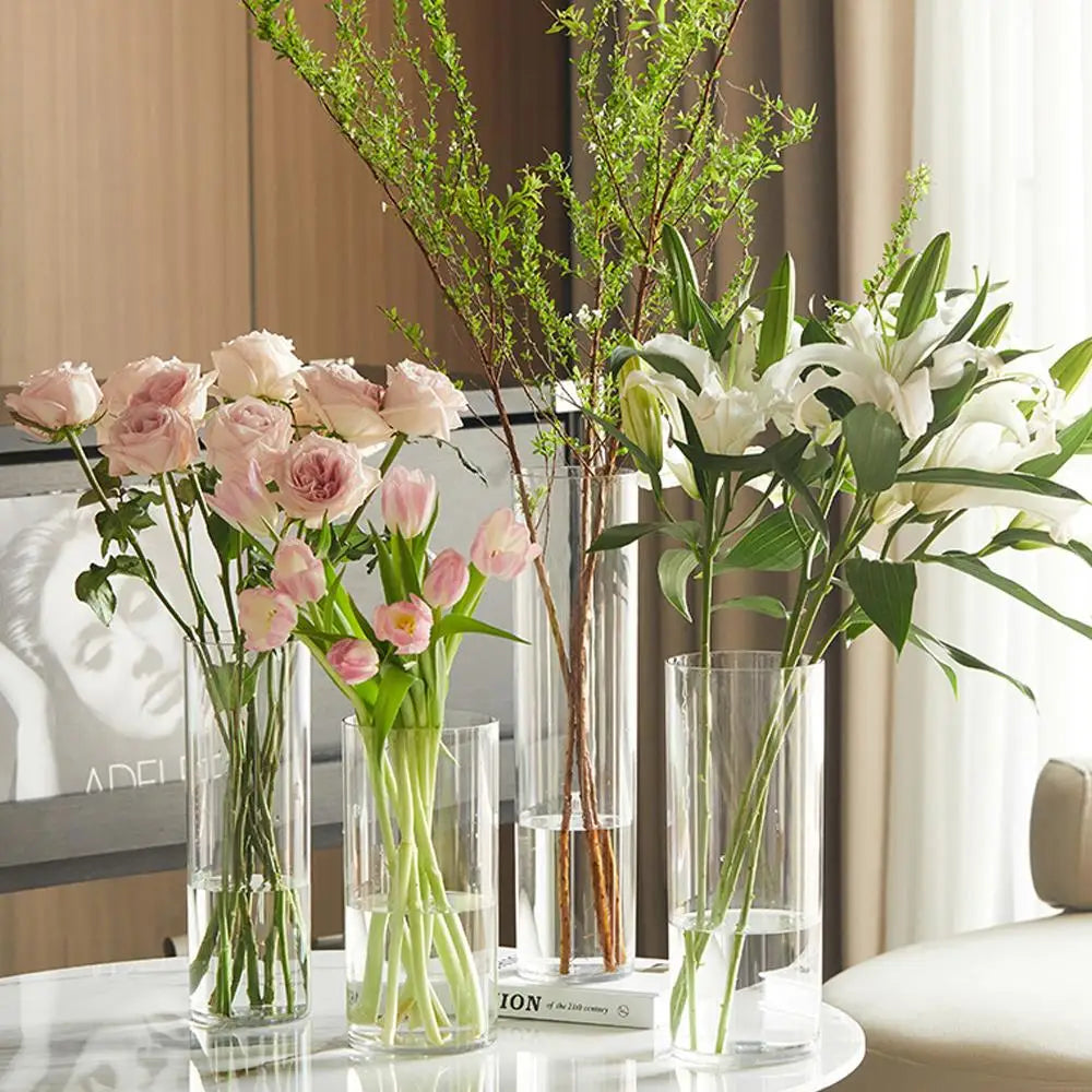 vases transparents modernes plastique inébranlables grandes tailles fleurs artificielles hydroponie