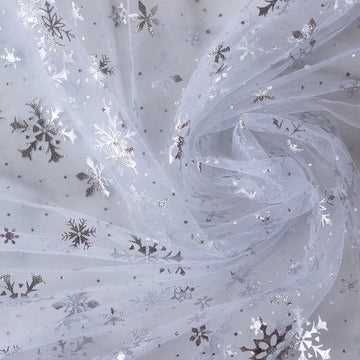 tissu maille tulle motif flocon neige blanc décoratif robe fête couture bricolage