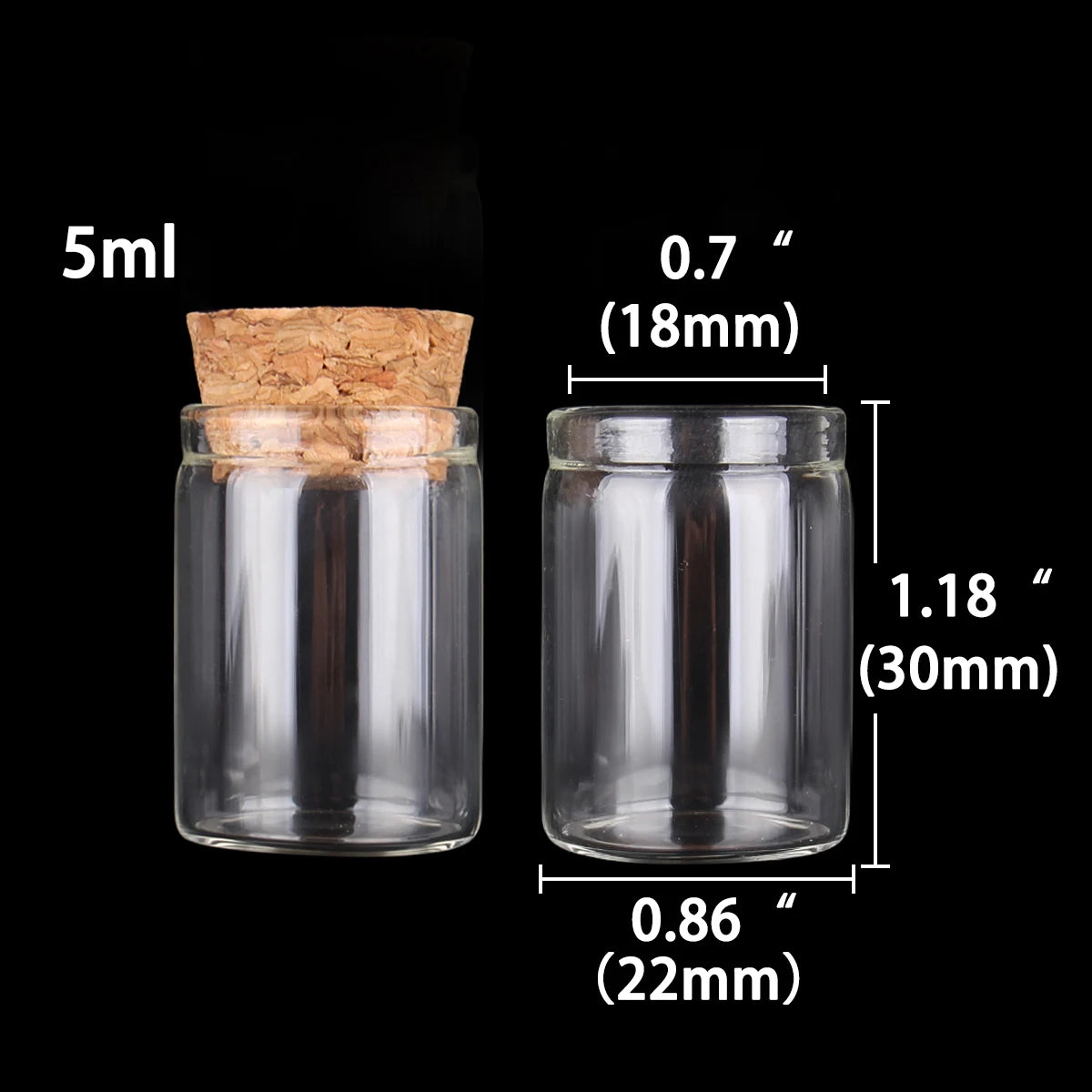 tubes essai verre bouchons liège 5ml 7ml 10ml 14ml 18ml 20ml 25ml 30ml