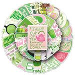 stickers graphiques moderne vert rose blanc adhésifs pack 50 pièces différents motifs floral
