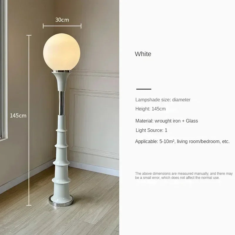 lampe sol moderne ampoule led blanc multicolore rayures horizontales interrupteur pied haute qualité
