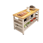 meuble cuisine multifonctionnel bois naturel blanc moderne rangement panier couteau planche découpe micro onde