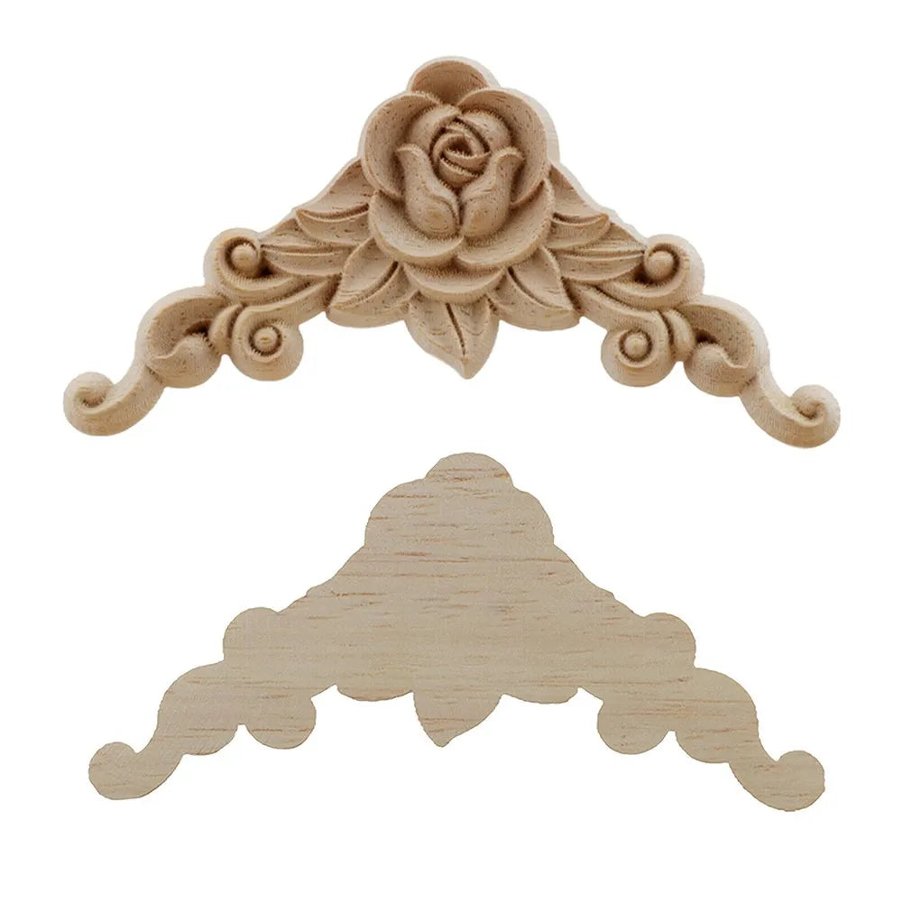 corniches décoratives baroques roses feuilles adhésives bois motif floral beige clair
