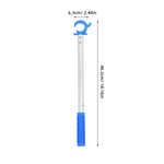 brosse bleu blanc poignée caoutchouc texturée manche métal lisse clip crochet