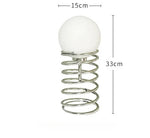 lampe table moderne sphérique spirale métallique blanc chrome