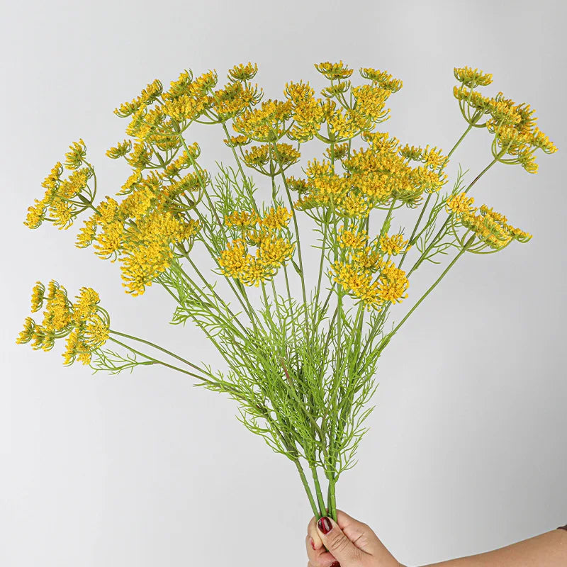 bouquet artificiel moderne bouquet branches fleurs vertes jaunes blanches roses décoration intérieure minimaliste