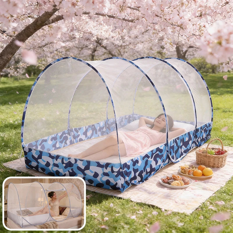 filet antimosquites pliable camouflage bleu moderne tente lit voyage camping protection 360
