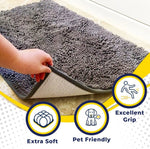 tapis bain microfibre doux gris texture boule coton moderne absorbant rapide séchage