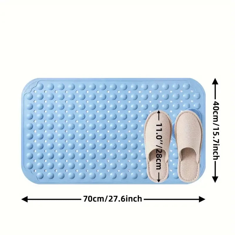 tapis bain moderne bleu clair perforations nuages relief anti dérapage salle bain suction cups