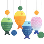 lanterne poisson écailles verte bleu marine fête anniversaire décorative iron paper okolets