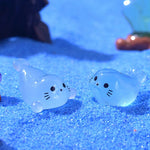 figurines baleines blancs translucides cartoon yeux narines ornement bricolage accessoires jardin nocturne lueur