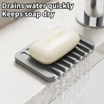 porte savon silicone bleu gris moderne rainures salle bain