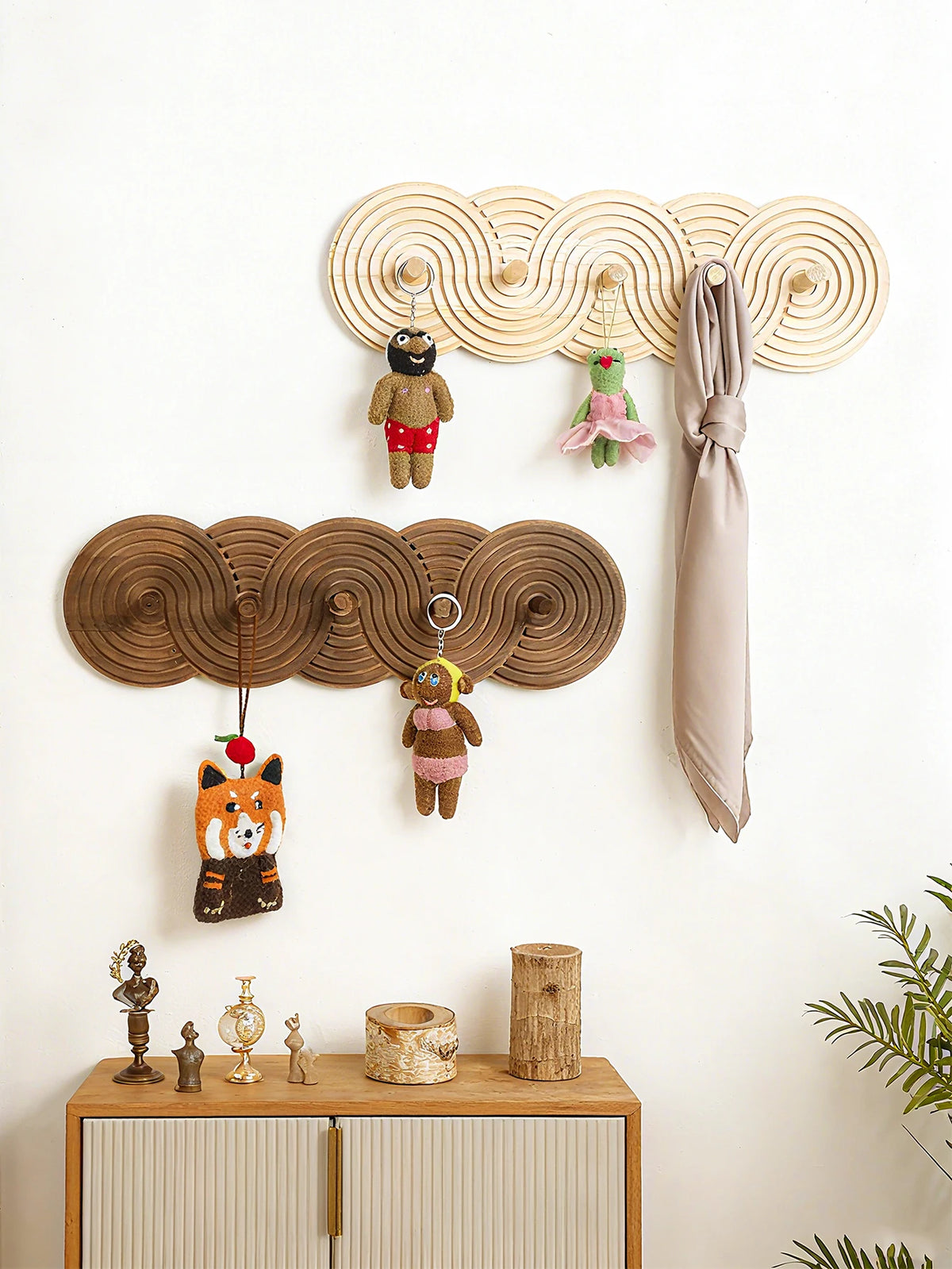 porte manteaux mural moderne spirales relief marron clair 46,5cm longueur 10 vis fixations chambre