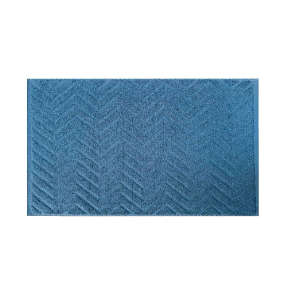 tapis bain coton antidérapant zigzag gris blanc vert moderne 40x60cm