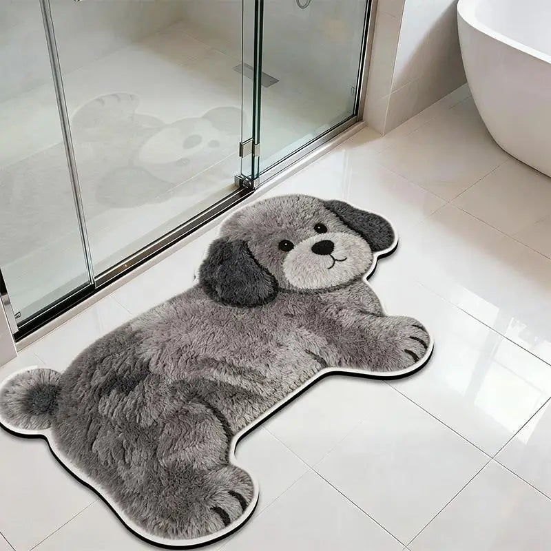 tapis sol antidérapant chats chiens pelucheux moderne décoration maison beige gris bleu marine