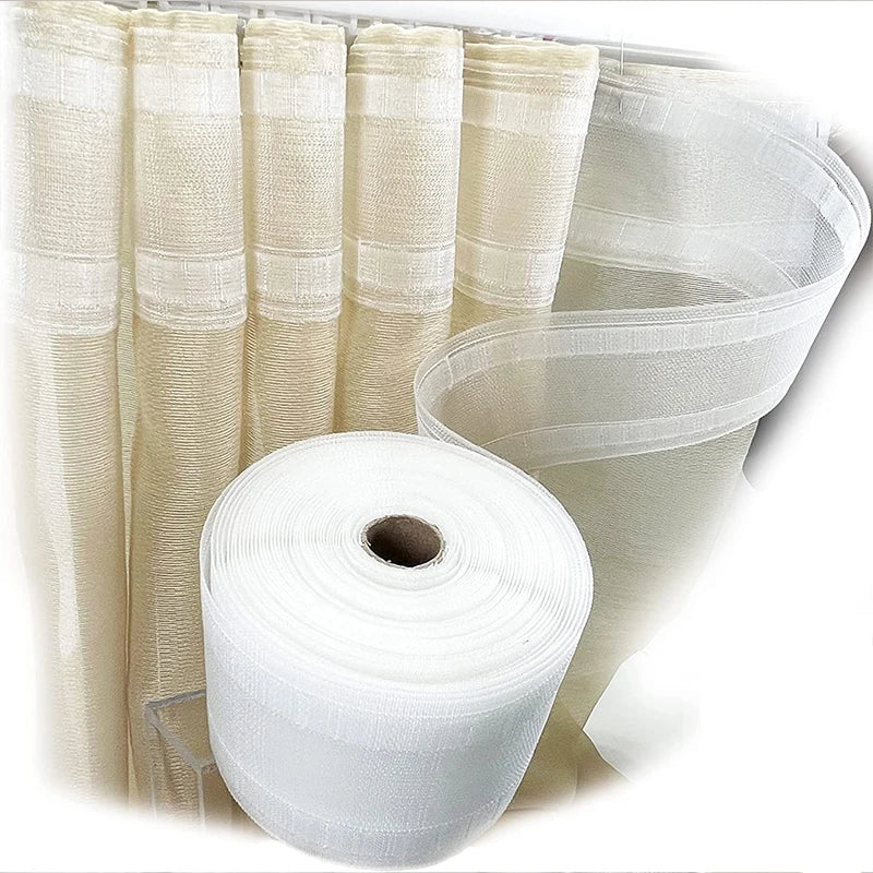 rideau plissé moderne semi transparent bande adhésive 10m 20m tissu texturé beigeclair blanc