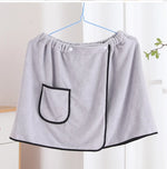 serviette bain polyester absorbante gris bleu élastique poche moderne douce rapide