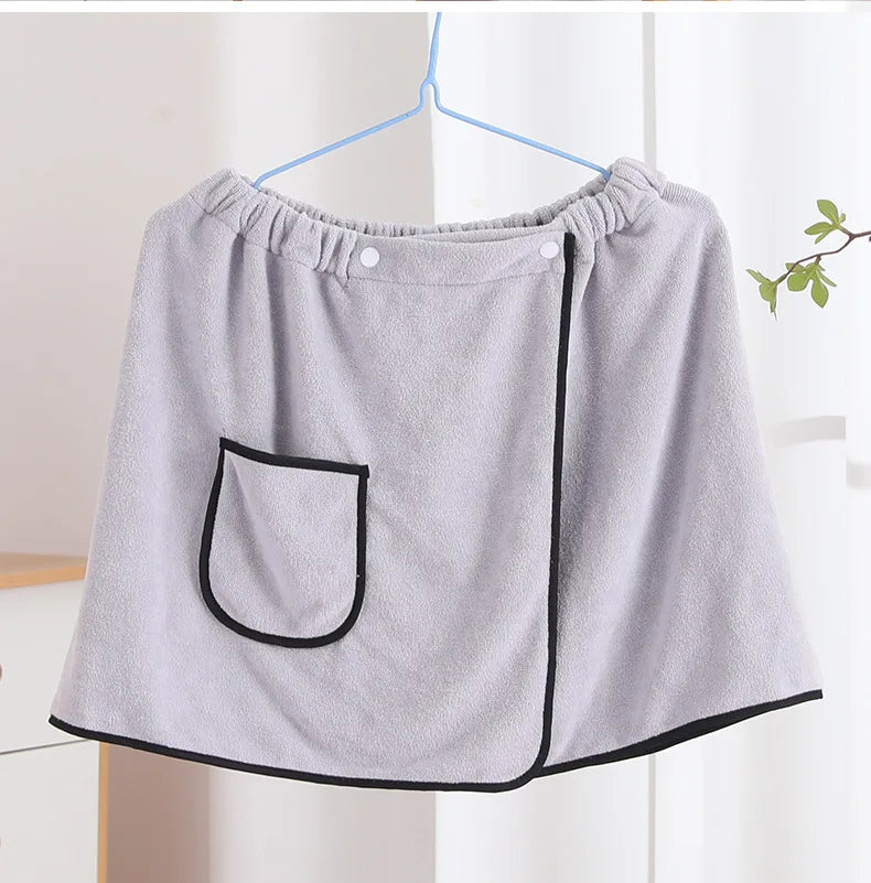 serviette bain polyester absorbante gris bleu élastique poche moderne douce rapide