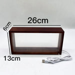 boîte lumineuse transparente moderne bois naturel blanc câble usb 26cm 13cm 6cm