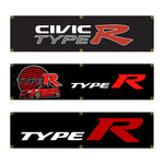bannière moderne sportive logo civic type voiture rouge graphique noir blancDecorationGarageExterieur