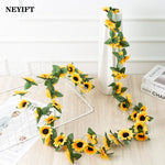 décoration maison guirlande fleurs tournesol artificielles jaunes vertes mariage anniversaireintérieur