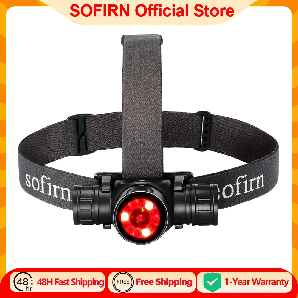 lampe frontale noire led rechargeable ceinture ajustable mode rotation camping