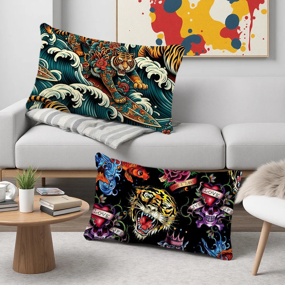 taie d'oreiller motif tigre poissons roses crânes love life graphique 100 polyester double face
