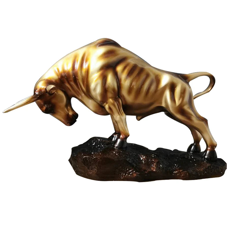 statuette taureau doré réaliste décoration maison occasionnellement cadeau anniversaire noël mariage